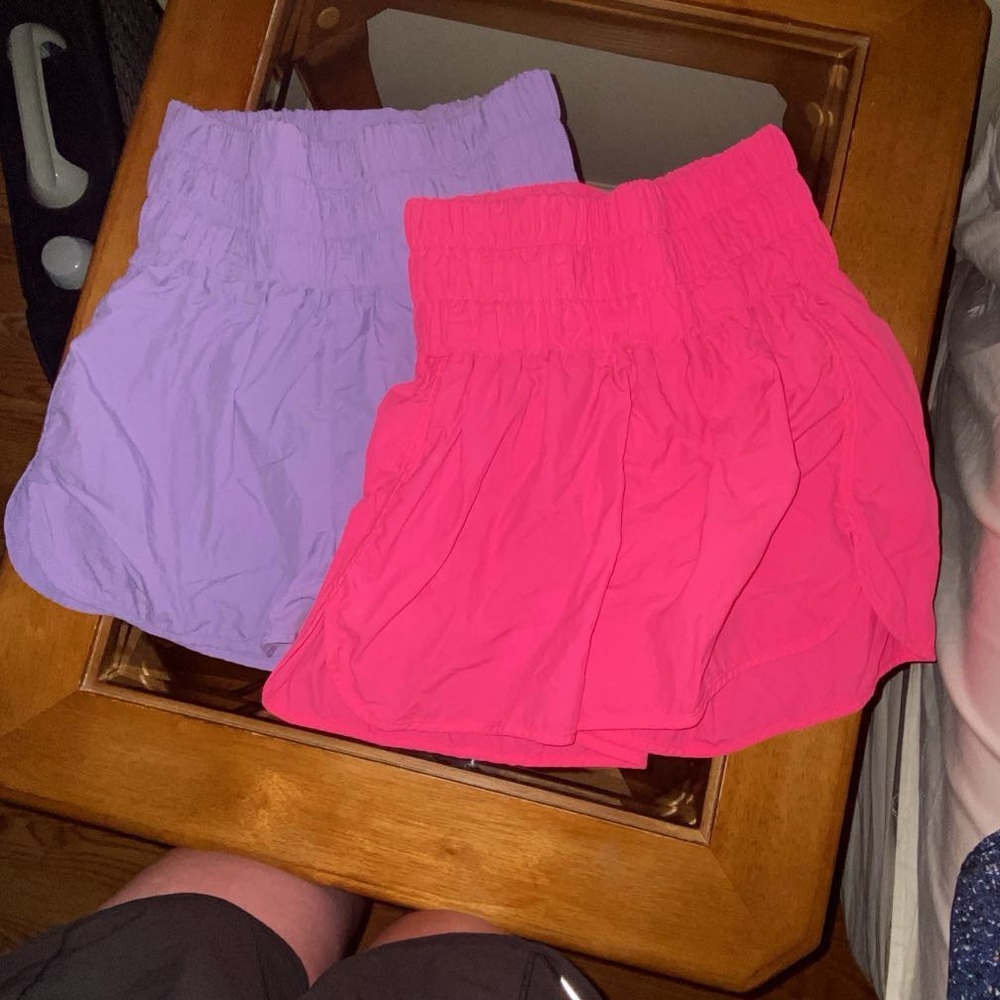 Zenana Outfitters High Waist Shorts - Pink and Purple